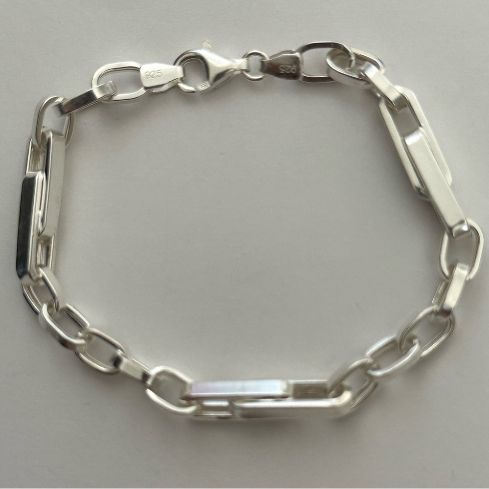 Handmade 6mm 8.25” 925 silver link chain bracelet unisex - Picture 4 of 4